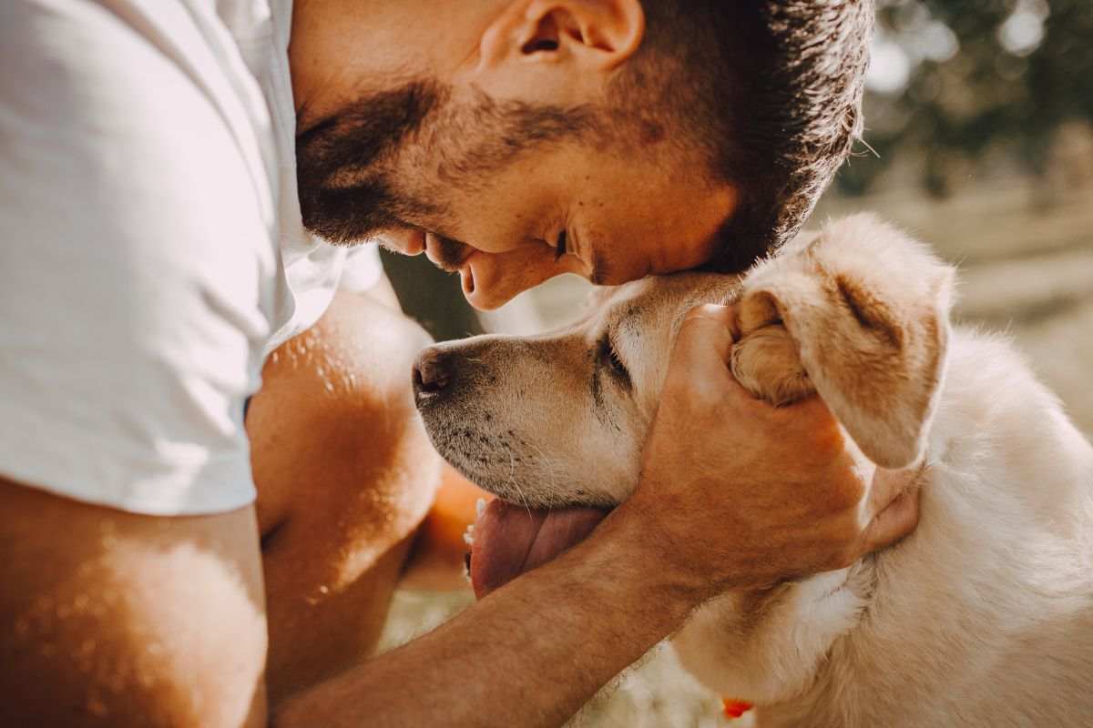 Cane e padrone giocano