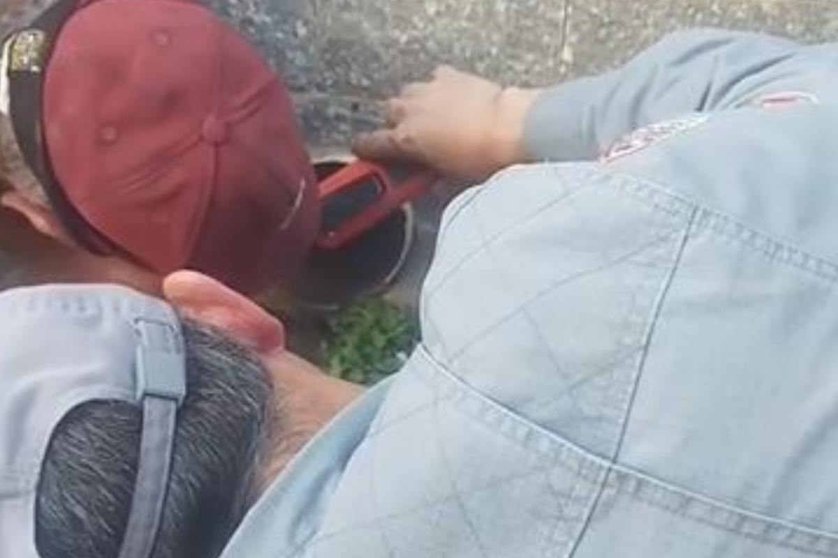 screen video cane incastrato in un tubo